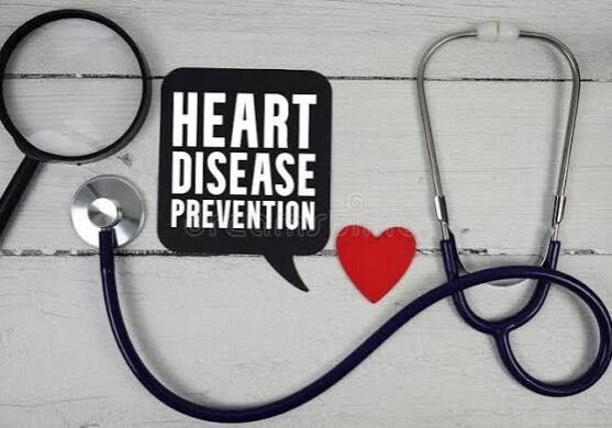 Stethoscope and heart symbol for heart disease prevention.